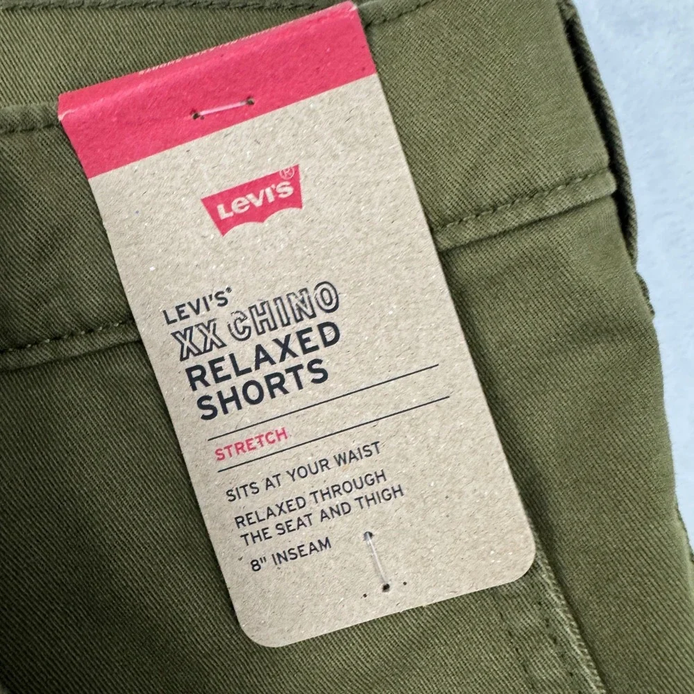 Levis XX Chino Relaxed Shorts Mens 42 Olive Green Stretch Twill 8 Inseam NEW NWT